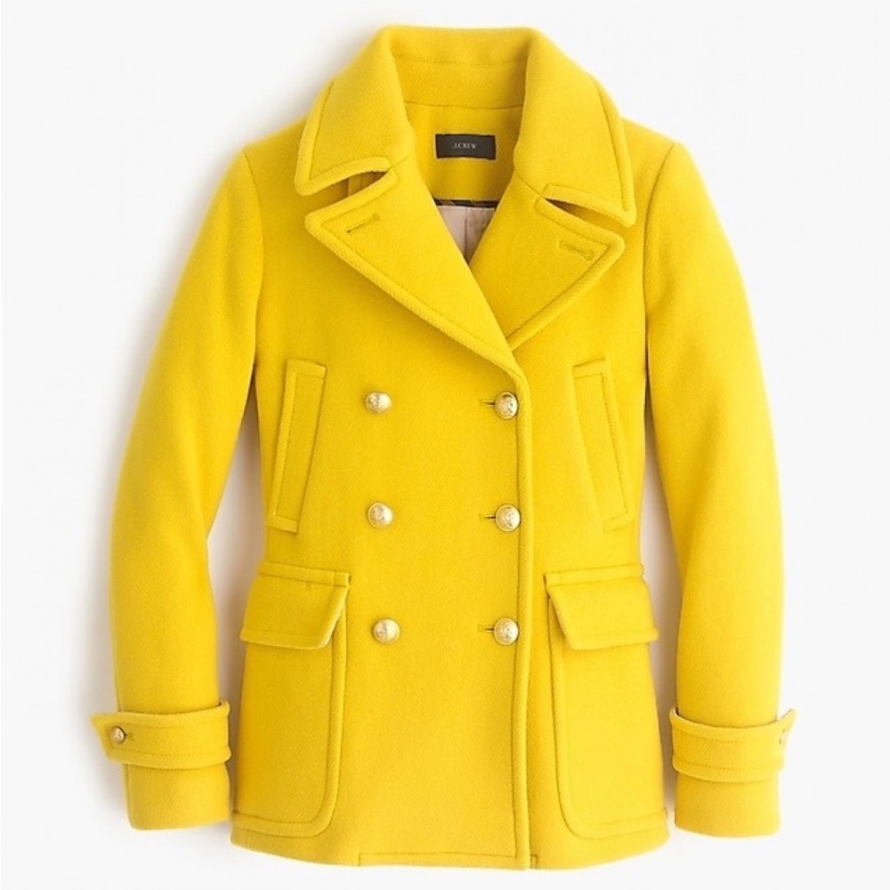 Jcrew mustard wool peacoat NWOT size 0, Nello Gorri collab 70% wool